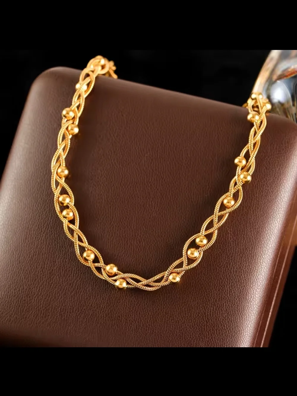 Gold-Tone Braided Bead Necklace - Picture 1 of 3